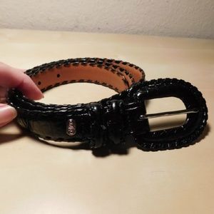 LAUREN Ralph Lauren Black Alligator Embossed Belt